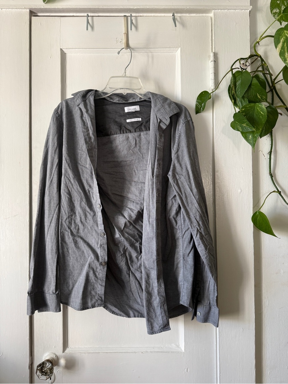 Calvin Klein Gray Hooded Button-Front Jacket size M